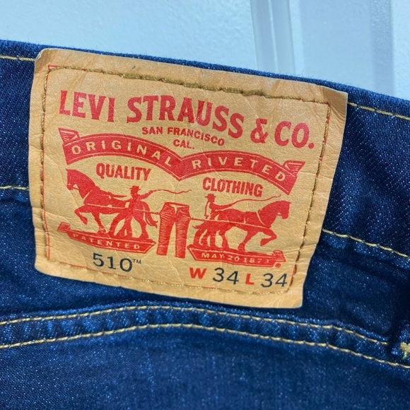 Levis 510 Jeans Relaxed Dark Wash Blue Jeans 34x34 Men’s - Picture 4 of 6